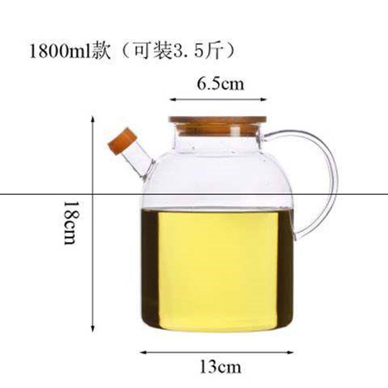 3斤半超大容量竹盖玻璃油壶 家用大号储油壶酒壶创意厨房日式油瓶