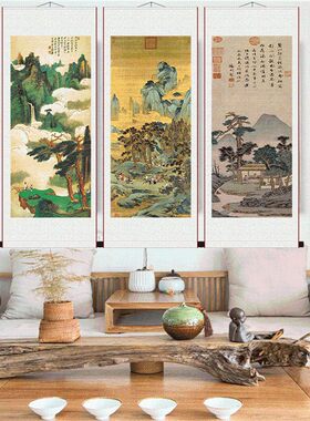 明代明朝名家字画装饰挂画书法客厅书房山水画张大千文徽明品茶图