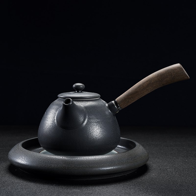 馨玉坊趴花陶瓷壶承日式功夫茶具干泡台茶道配件窑变大号壶托壶垫