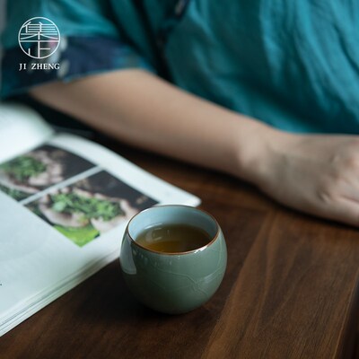 集正 五大名窑主人杯哥官汝定钧窑茶杯套装厚重压手不倒杯5个盒装