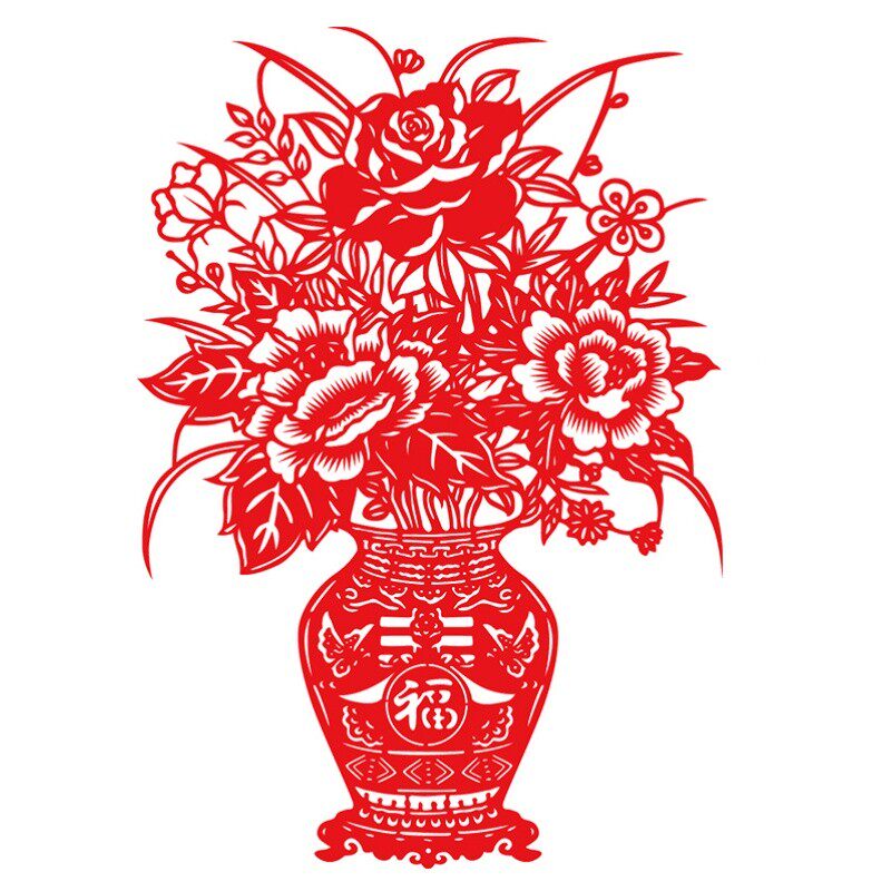 虎年植绒布镂空福字剪纸窗花窗户玻璃门墙贴春节过年富贵葫芦窗花