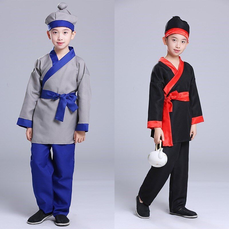古代酒保平民百姓下人杂役女童仆人店小二表演衣服男儿童演出服装