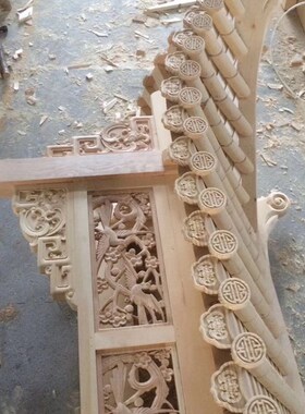 东阳木雕中式仿古实木屋檐古建门头招牌斗拱飞檐翘角装饰门楼定制