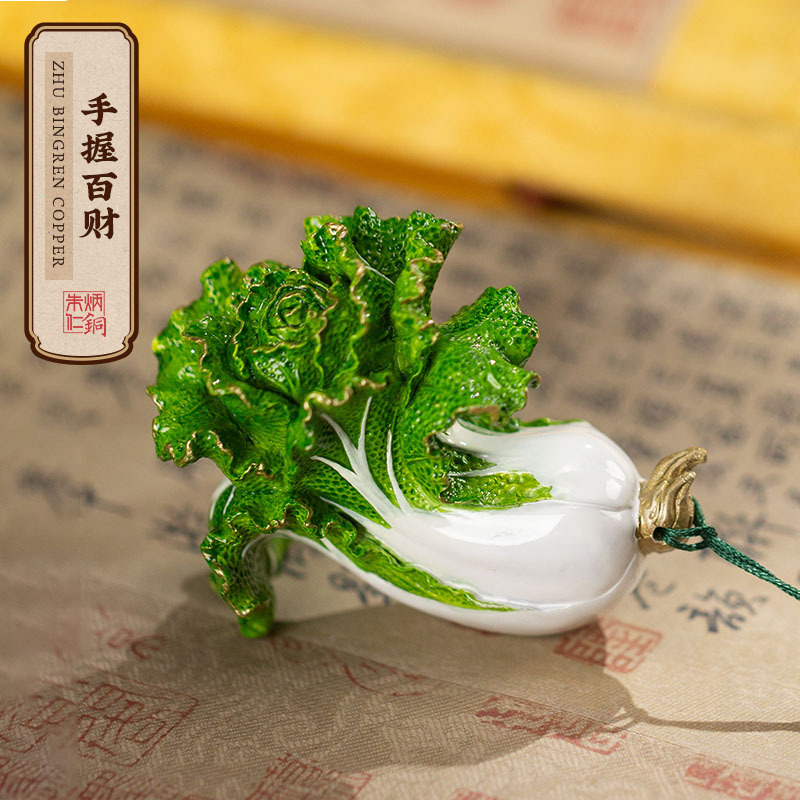 朱炳仁铜 手握百财家居饰品桌面装饰品白菜摆件手把件礼品