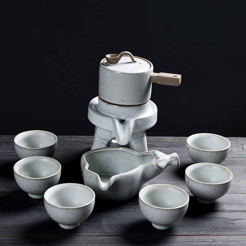 懒人泡茶器时来运转复古粗陶半全自动流水茶具套装家用陶瓷茶具