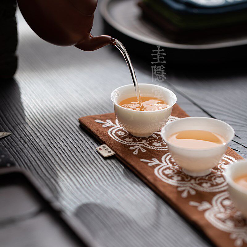 圭隐堂中式国风帆布窗花茶杯垫家用吸水干泡小茶席防烫隔热茶垫