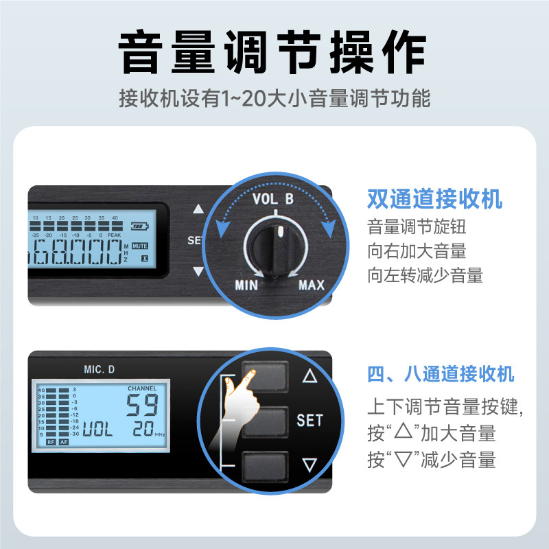 一拖八无线话筒耳麦头戴U段调频一拖四胸麦领夹式舞台演出麦克风