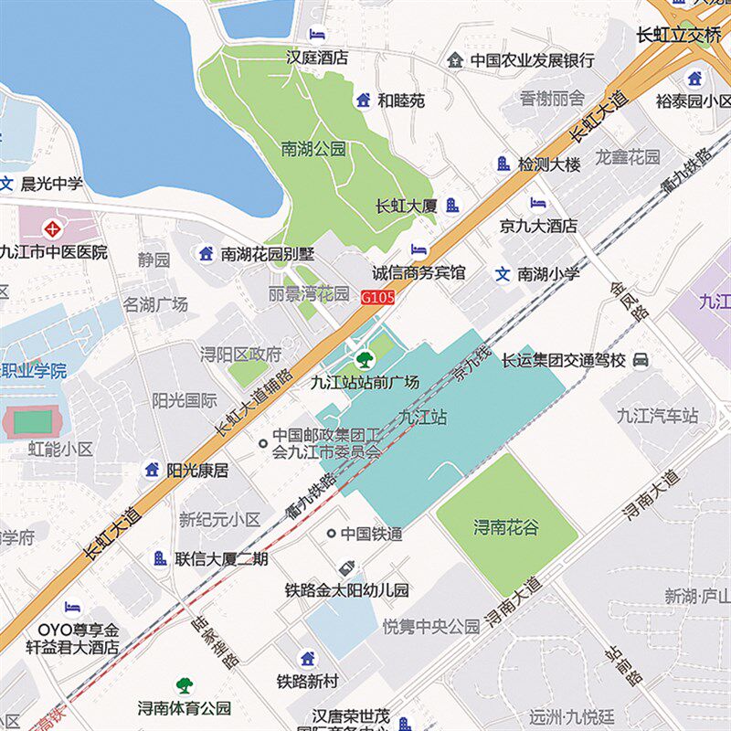 2024新款九江市城区地图办公室挂图高清防水墙壁装饰实物推荐定制