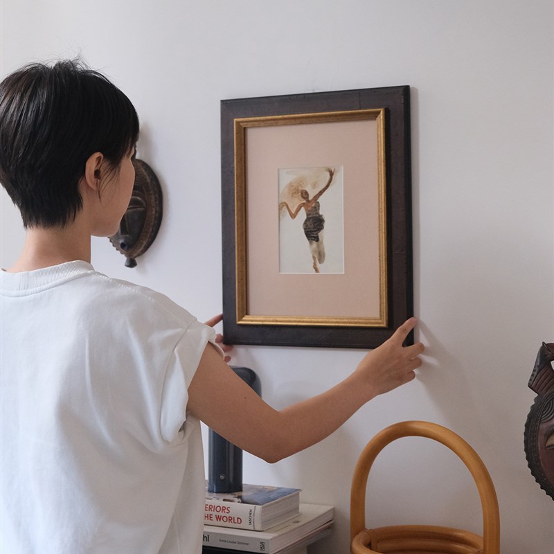 舞动的身体罗丹水彩画中古风餐边柜客厅百搭小众高级感装饰画摆件