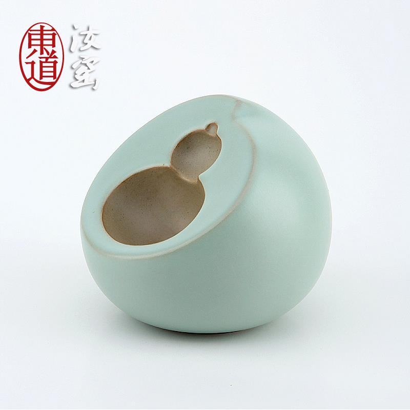 东道汝窑功夫茶具景德镇陶瓷配件摆件创意香插饰品礼盒装福寿香道