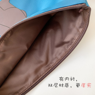 可爱卡通A4加厚防水文件袋手提拉链牛津布学生复习包产孕检资料袋