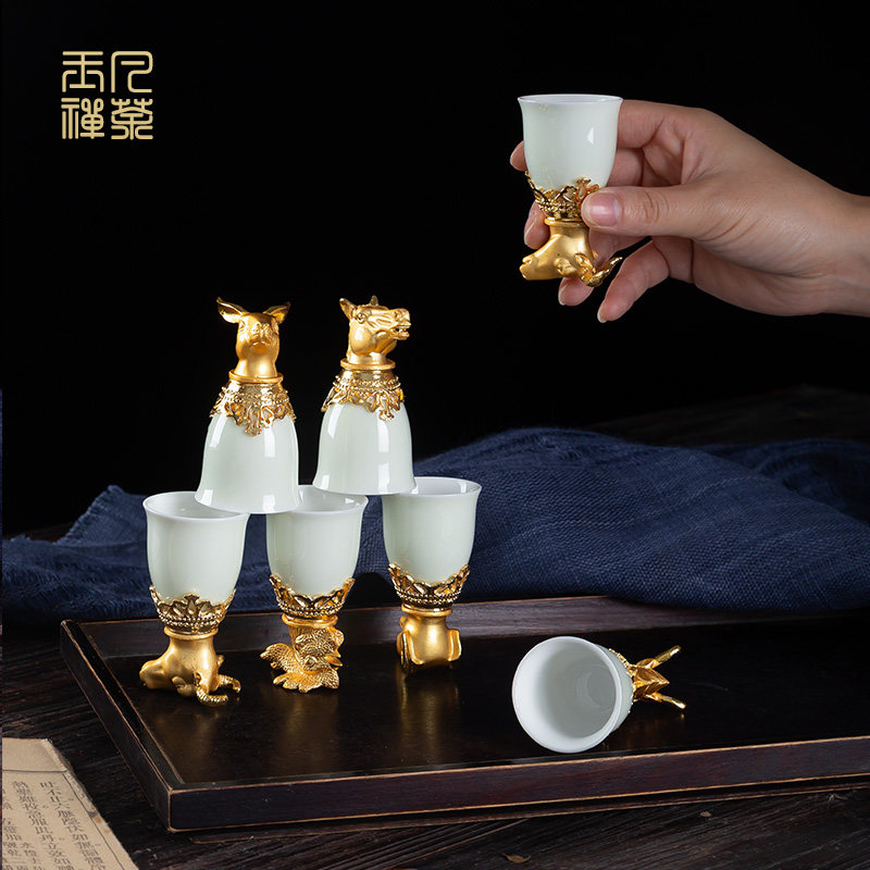 十二生肖兽首杯白酒杯家用中式仿古分酒器酒具套装定制小酒杯酒盅