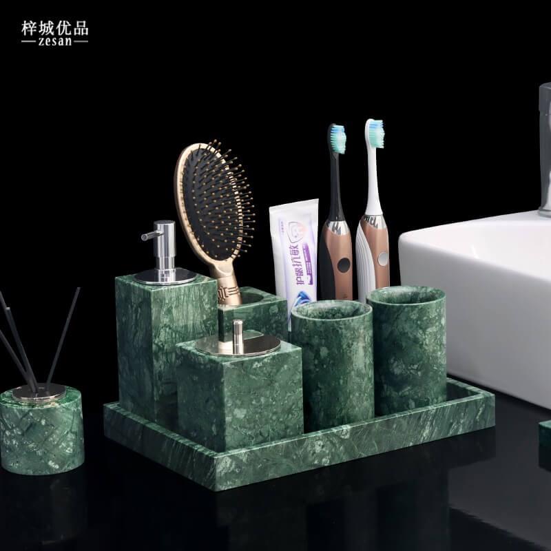 高档大理石洗漱套装北欧轻奢浴室用品洗手液瓶子托盘纸巾盒套件