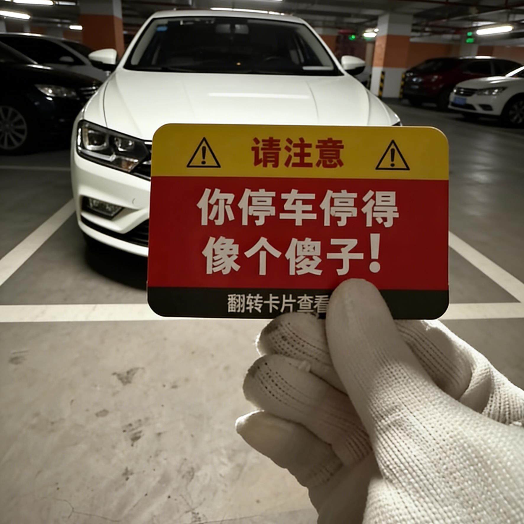 【停车界流动红旗】“你停车停得像个傻子”违停贴纸禁止停车卡片