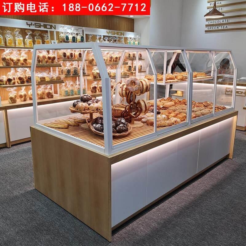 铁艺中岛边柜实木面包展示柜玻璃商用蛋糕模型柜收银台陈列货架