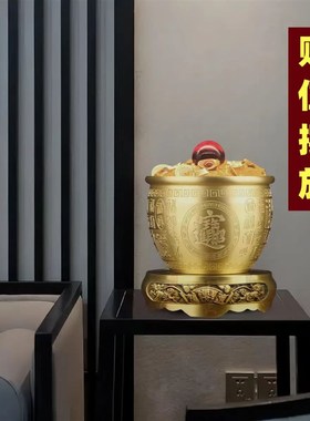黄铜米缸百福铜缸聚宝盆摆件招财聚财福字缸家居店铺办公室装饰品