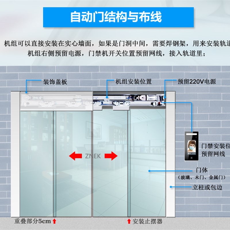 自动门电动玻璃门自动平移门机组整套刷卡指纹密码自动感应开门机