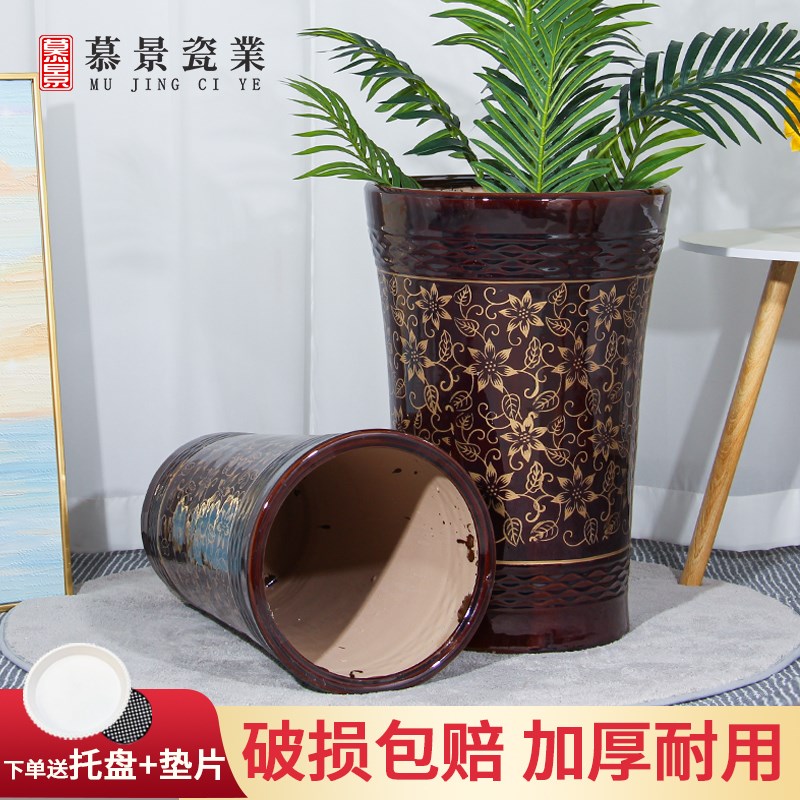 新款陶瓷大花盆中国风古典发财树虎皮兰大型绿植通用室内外特价