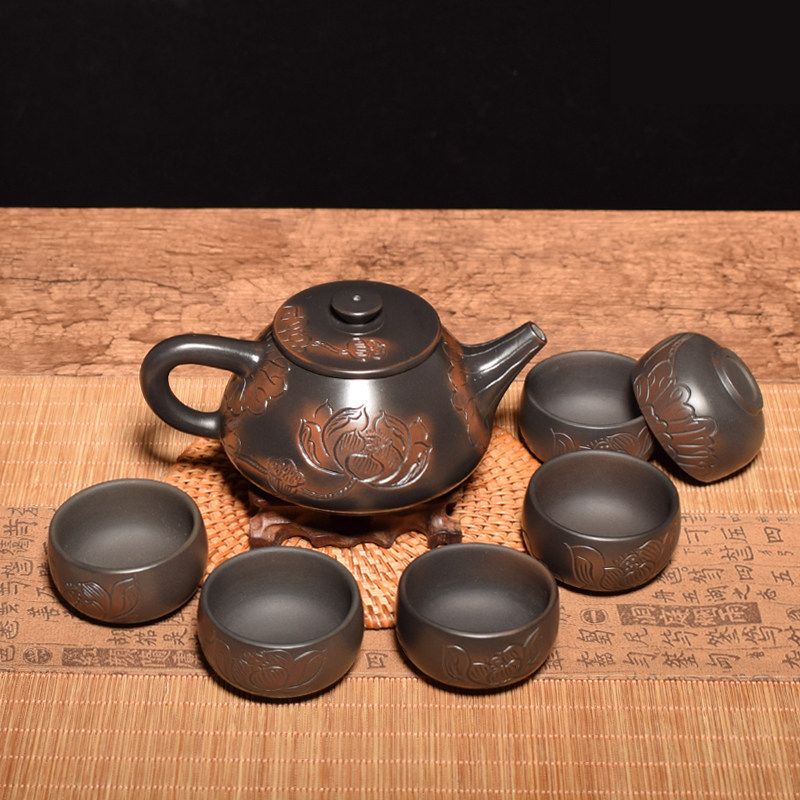 云南建水紫陶茶壶茶杯整套全手工功夫茶具一壶四杯家用礼品盒套装