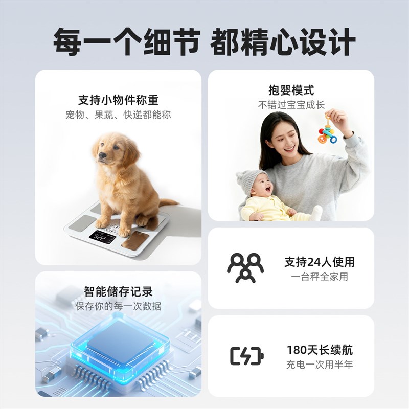 千确充电体脂秤家庭家用高精准度小型人体减肥专用电子体重秤婴儿