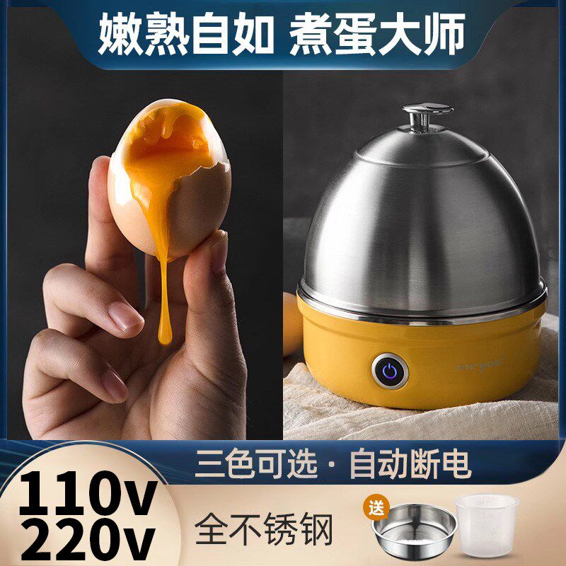 海外用110v220v煮蛋器蒸蛋器自动断电小型不锈钢早餐机煮温泉鸡蛋