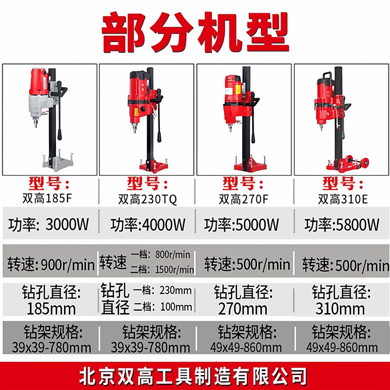 双高水钻机钻孔机钻机大功率台钻机立式水钻混凝土取芯带支架