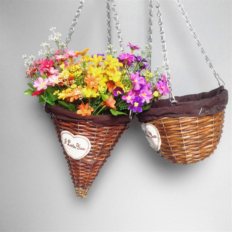手工柳编藤编壁挂花篮田园家居墙面装饰品垂吊悬挂式绿植多肉花盆