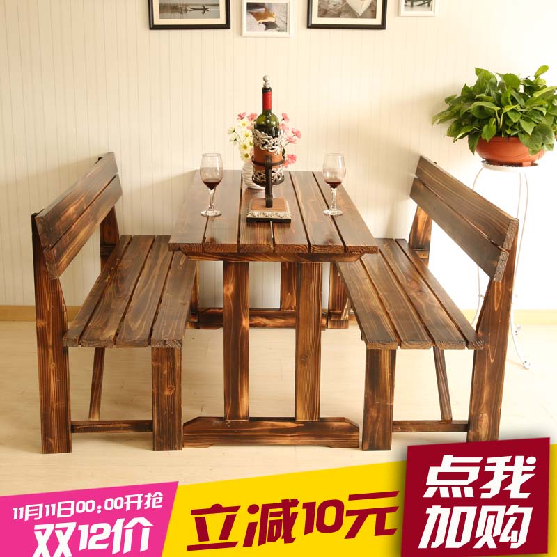 包邮防腐木庭院户外桌椅实木阳台休闲桌椅面饭馆酒吧啤酒桌椅松木