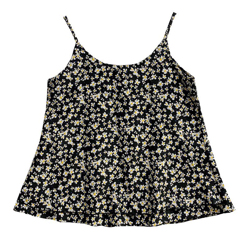 胖mm碎花吊带背心女内搭打底宽松大码中长款假两件雪纺外穿上衣夏