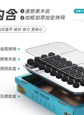 一次性烧烤炉烤鱼烧烤架商用烤肉烤串家用室内无烟野餐户外烧烤炉
