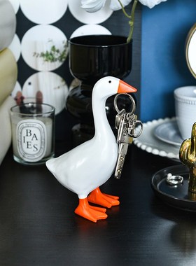 创意可爱大白鹅钥匙收纳玄关摆件家居桌面装饰品磁铁帮你拿钥匙架