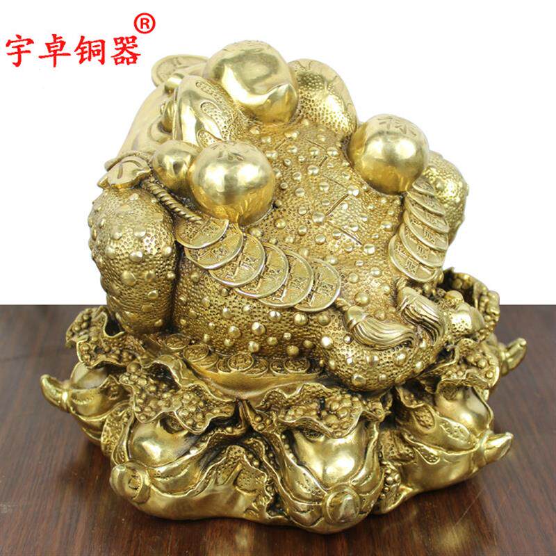 宇卓铜器白菜底座金蟾工艺品摆饰 纯铜金蟾黄铜金蟾