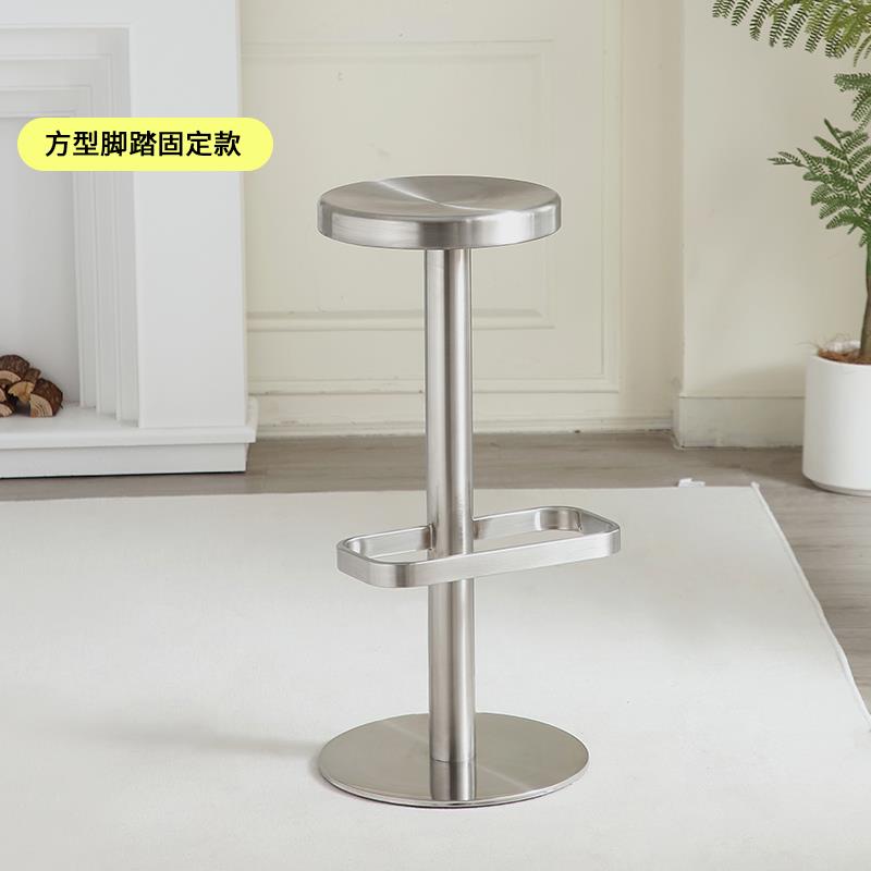 工业风酒吧ktv升降圆吧凳不锈钢吧凳咖啡店前台可旋转高脚凳圆凳