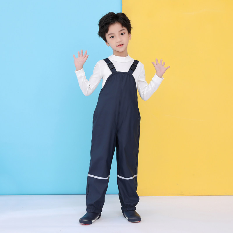 儿童背带雨裤男童女童防水裤幼儿园小学生加绒保暖冲锋裤滑雪裤