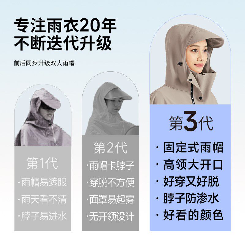 电动车双人雨衣亲子2人长款全身防暴雨2024款男女电瓶摩托车雨披