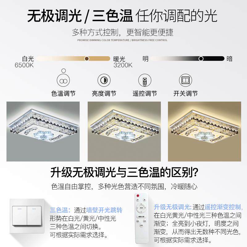 水晶灯客厅灯长方形LED吸顶灯超大尺寸1米5轻奢豪华玻璃大厅灯具