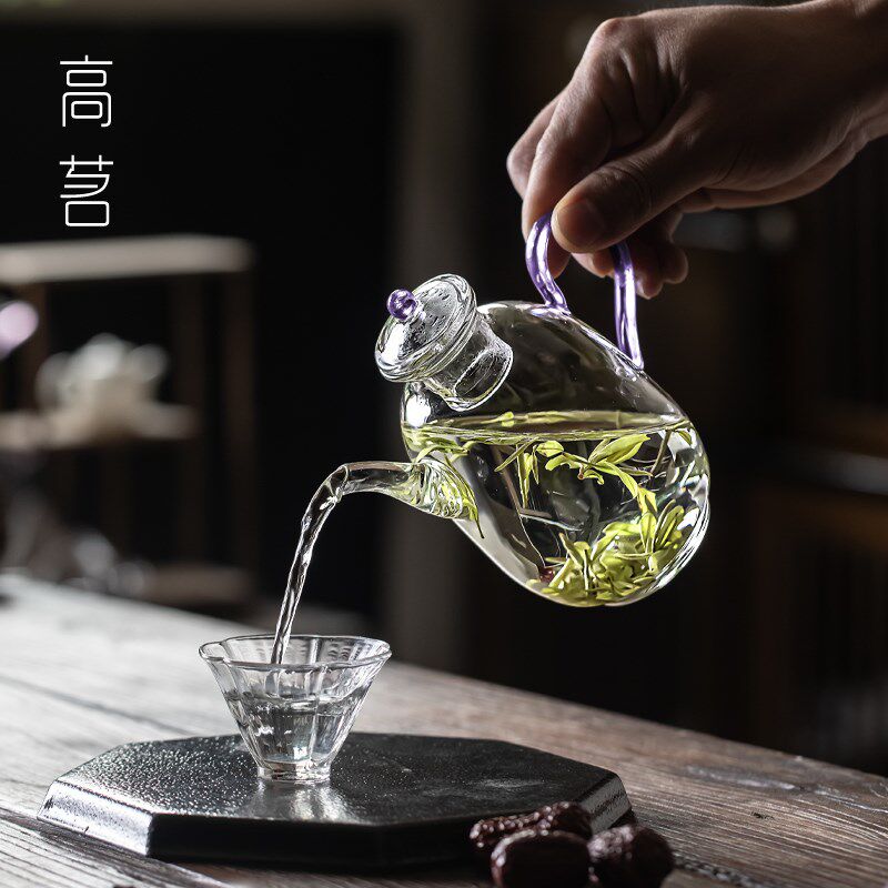 玻璃小茶壶一人用女士2024新款绿茶泡茶器家用仿宋壶龙井精致茶具