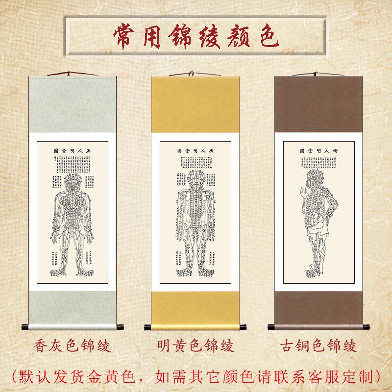 中医养生馆装饰画经络经脉穴位图正人伏人侧人脏腑明堂图高清卷轴
