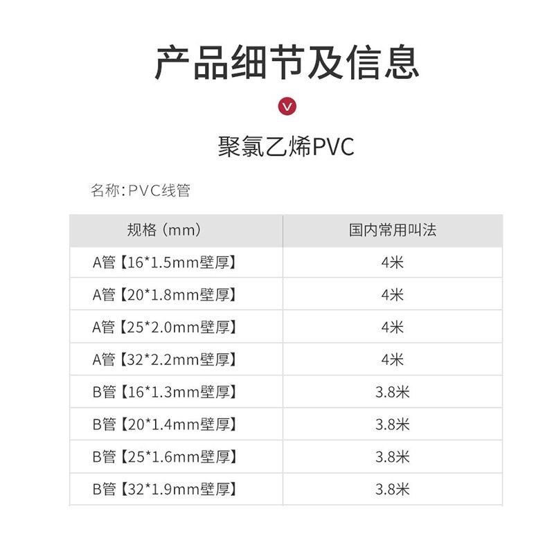联塑pvc穿线管 家用绝缘阻燃电工保护套强弱分离暗装 整捆发货