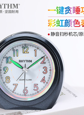 RHYTHM丽声闹钟迷你可爱儿童学生卧室床头夜灯贪睡小闹钟CRE211