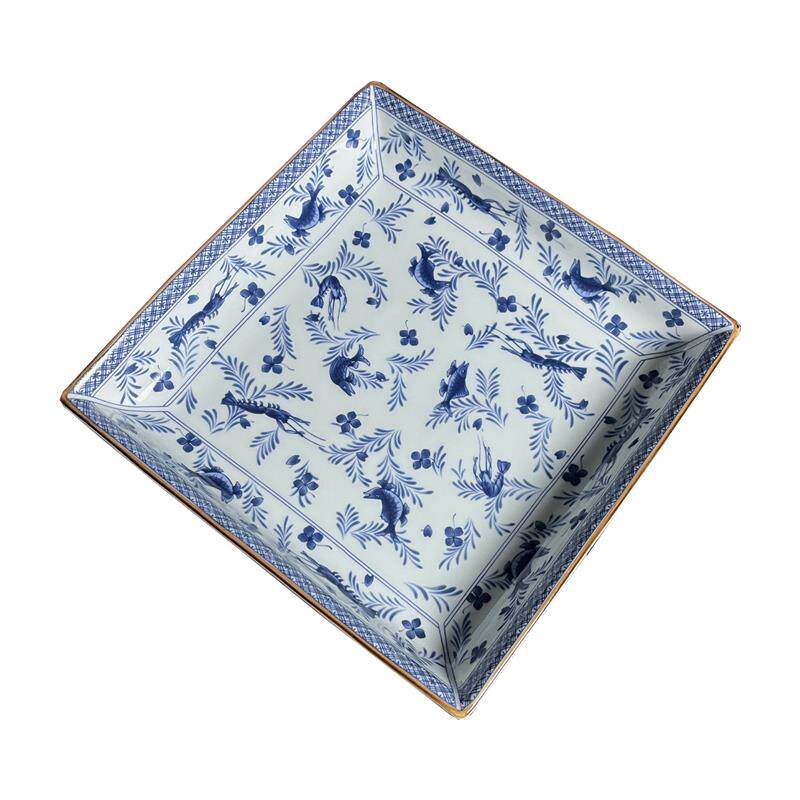 青花瓷正方盘特色凉菜冷菜展示盘摆盘子会所餐厅网红陶瓷明档餐具