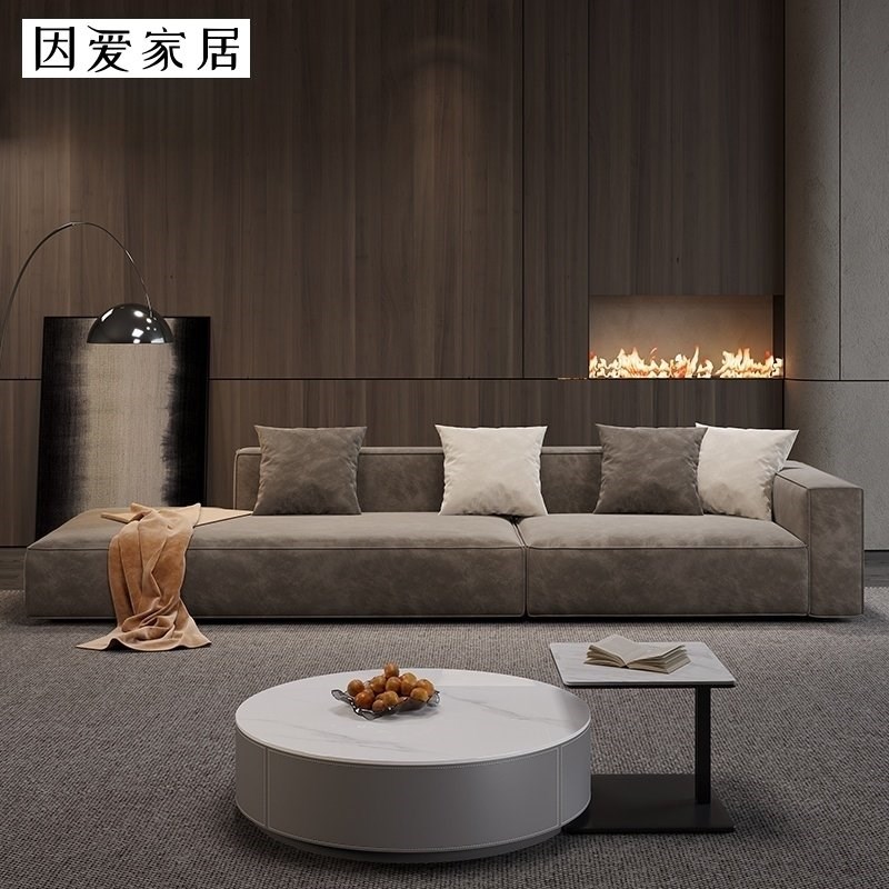 意式极简布艺豆腐块沙发现代简约家用大小户型客厅磨砂布模块沙发