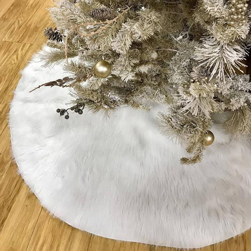 圣诞树裙毛绒树裙纯白色长毛地毯围裙圣诞节日装饰底座树家用摆件
