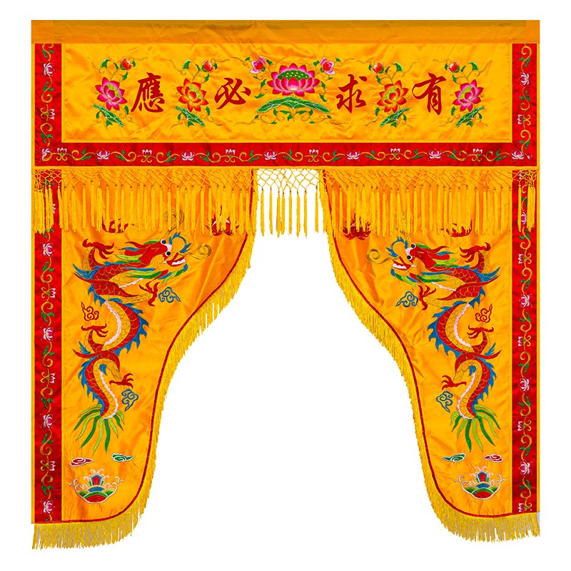 佛堂遮挡龙门帘佛龛佛光普照挡帘布门帘佛帘背景门帘佛门龙帐佛幔