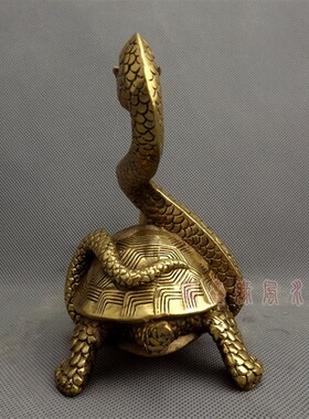 大号纯铜黄铜金生龟蛇招财纳福玄武神兽龙龟北方四神摆设风水摆件