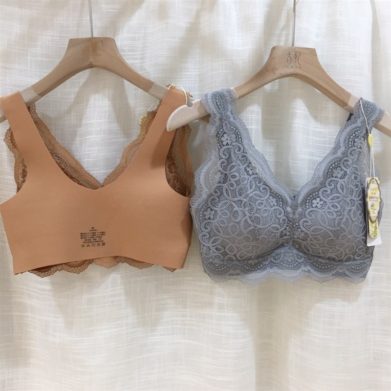 古妃GF60805乳胶棉法式蕾丝无钢圈背心式运动睡眠文胸罩内衣女
