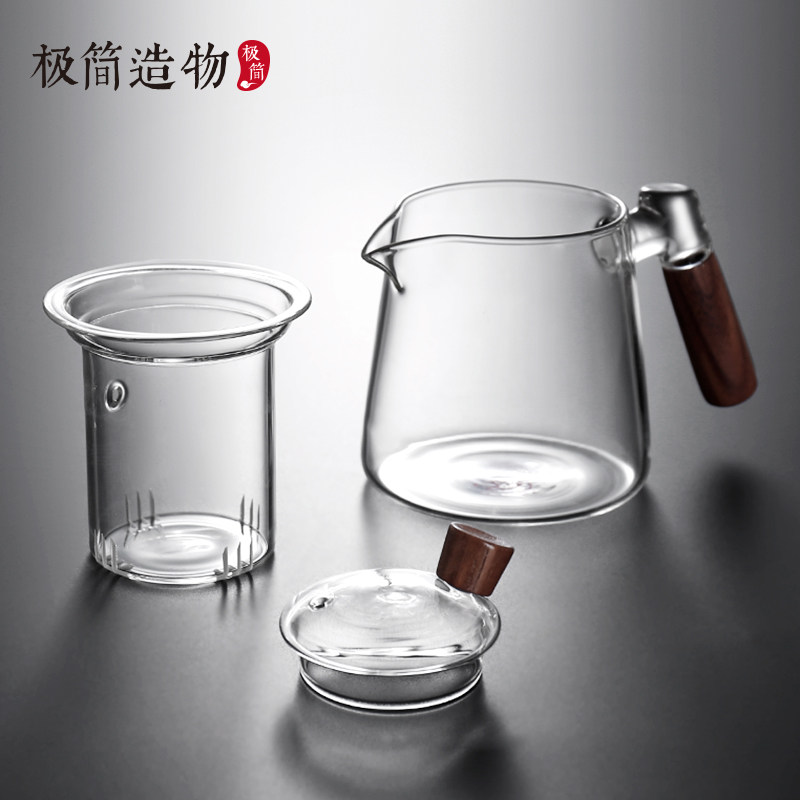 高硼硅玻璃泡茶壶木把茶水分离过滤红茶花茶壶电陶炉煮茶壶小茶具