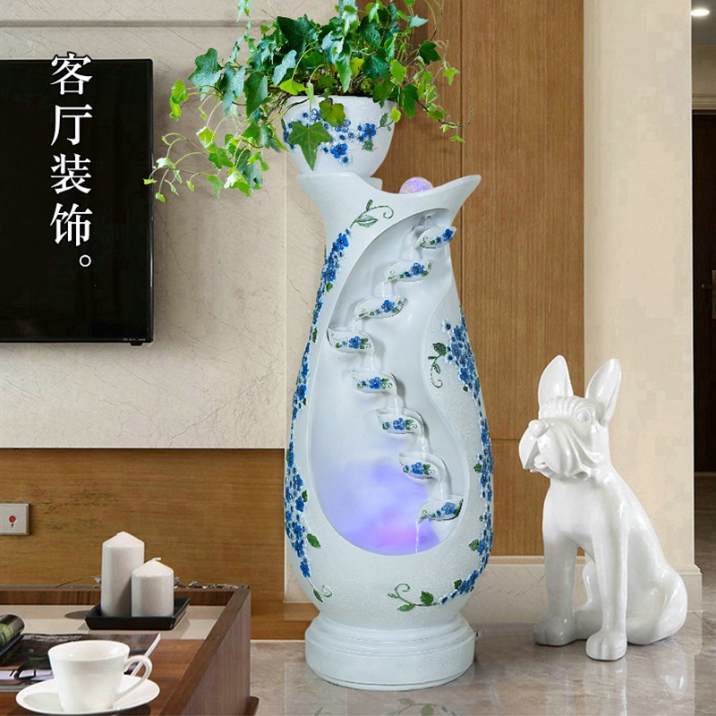 流水喷泉现代简约轻奢室内饰品欧式客厅水景循环水电视柜桌面摆件
