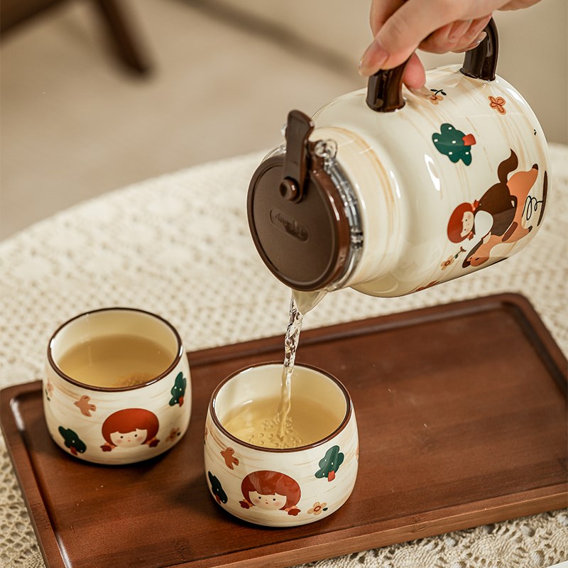 便捷茶具套装盖碗茶壶轻奢功夫茶具高档陶瓷茶壶茶具套装茶杯便携