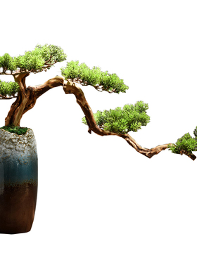 仿真植物盆景迎客松罗汉松绿植室内办公室现代新中式家居装饰摆件